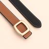 Womens Genuine Leather Belt With Geometric Buckle Stylish Casual Waistband Jeans Office Daily Wear
