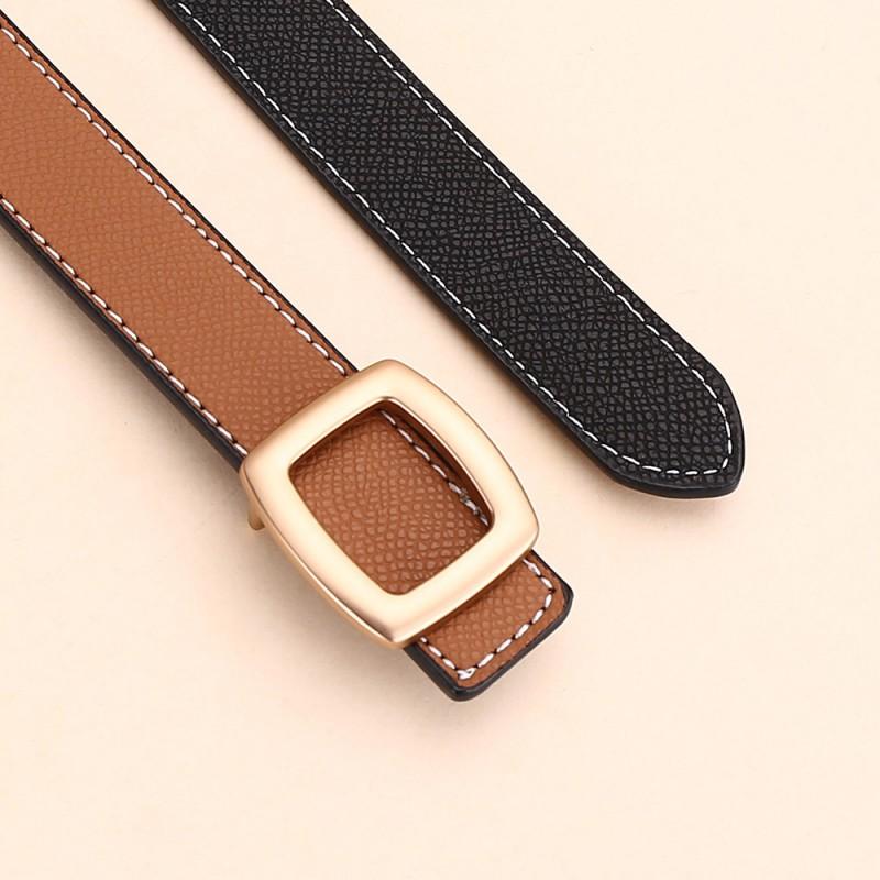 Womens Genuine Leather Belt With Geometric Buckle Stylish Casual Waistband Jeans Office Daily Wear