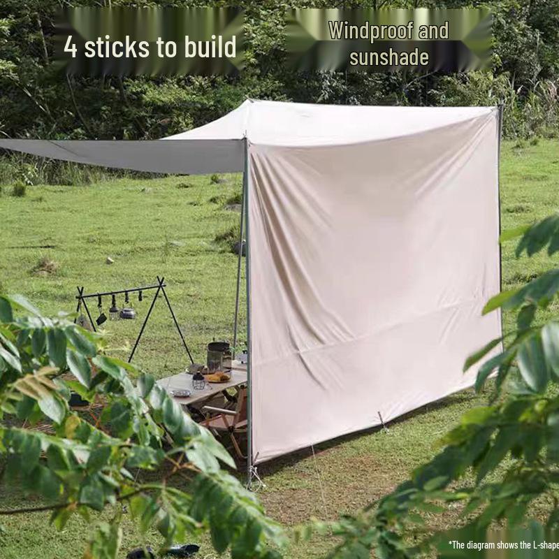 Butterfly-Shaped Sun Protection Camping Tarp Tent with Black Glue Coating - Full Set for Outdoor Picnics