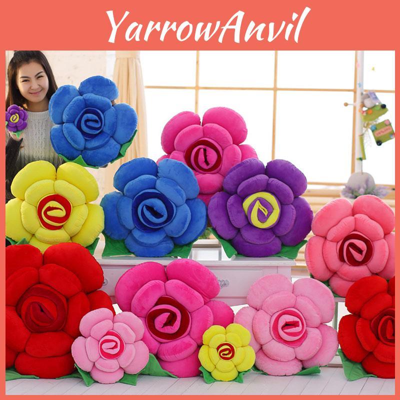 Colorful Flower Shape Plush Cushions With Elegant Rose Design For Home And Lover Gifts