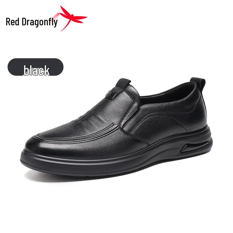 Red Dragonfly Men s 2025 Genuine Leather Slip-on Shoes for Middle-aged and Elderly 44
