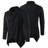 Men Autumn Shirt Vintage Long Sleeves Solid Color Asymmetrical Cardigan Warm Shawl Collar Medieval Breathable Men Autumn Tops for Daily Wear