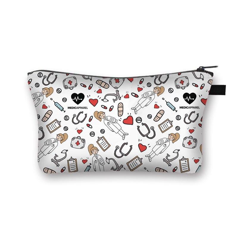 Hz1549 Kosmetiktasche Damen Mit Krankenschwester-Blumenmuster – 22 X 13,6 X 5,1 Cm, Aus Polyester