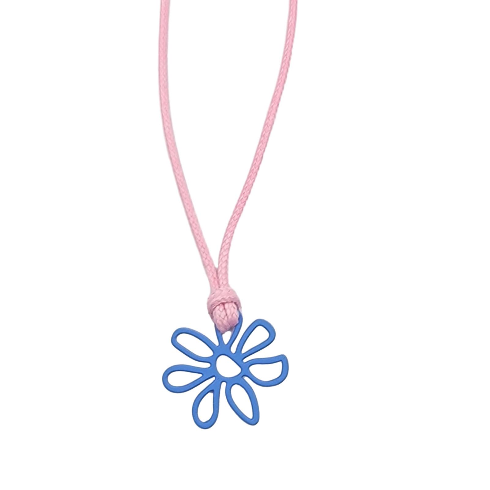 

Trend Niche Sweet Flower Pendant Collarbone Chain Temperament Simple Neck Chain Adjustable Braided Wax Rope Necklace 1 синий