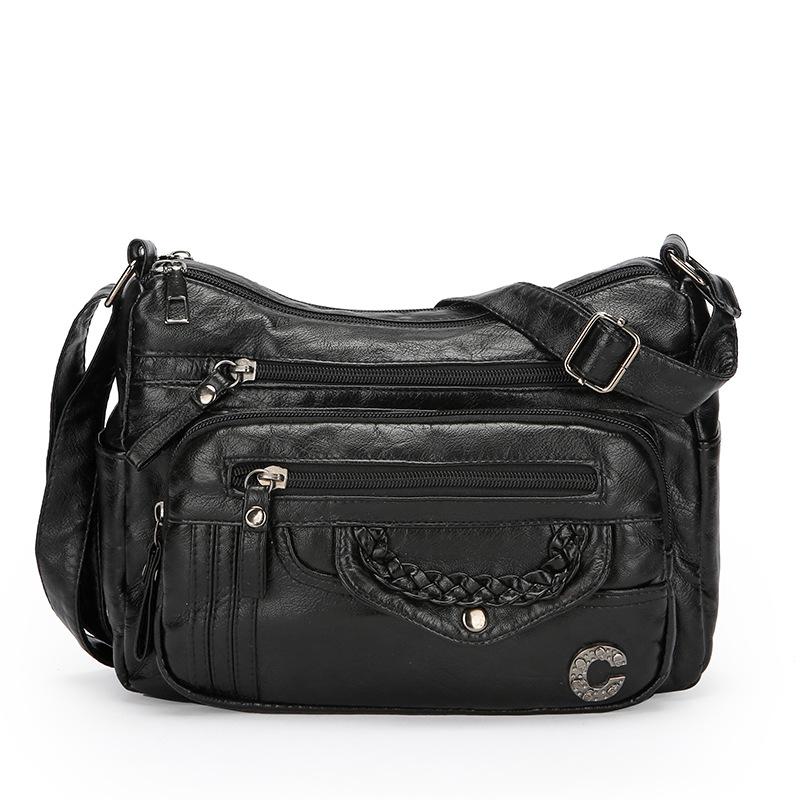 

Новая женская сумка-мессенджер с мягкой текстурой и темпераментом, модная на плечо, большая вместимость, много карманов, рюкзак для мамы чёрный