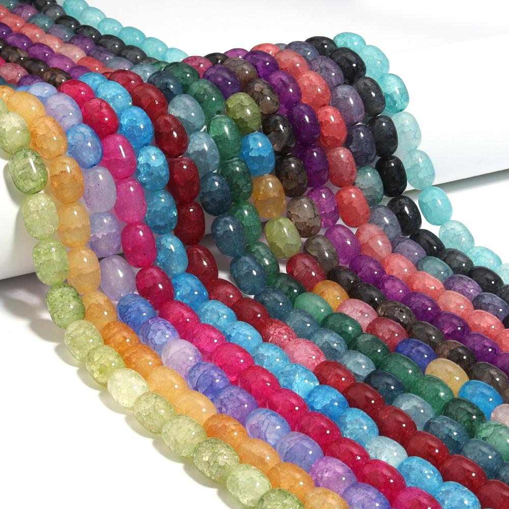 28pcs/lot 10x14mm Colorful Glass Beads Barrel Shape Loose Spacer Beads For Jewelry Making DIY Bracelet Necklace Accessories