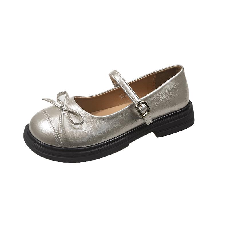 Fashion Women's Flat Soft Soled Shoes Women Ballet Flats Square Toe Shoes Spring New Casual Round Toe Thick Heels Red Leather Shoe