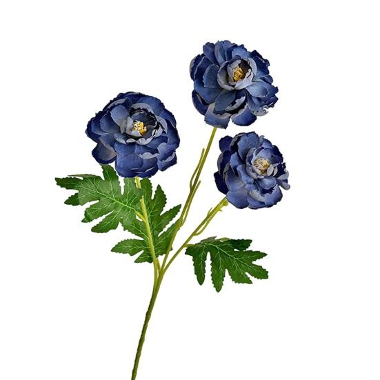 Искусственный цветок пиона 24,4  Пионовый стебель с эффектом настоящего прикосновения с 3 большими головками цветков синий
