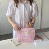Women Small Fresh Color Contrast Plaid Change Zipper Cosmetic Bag