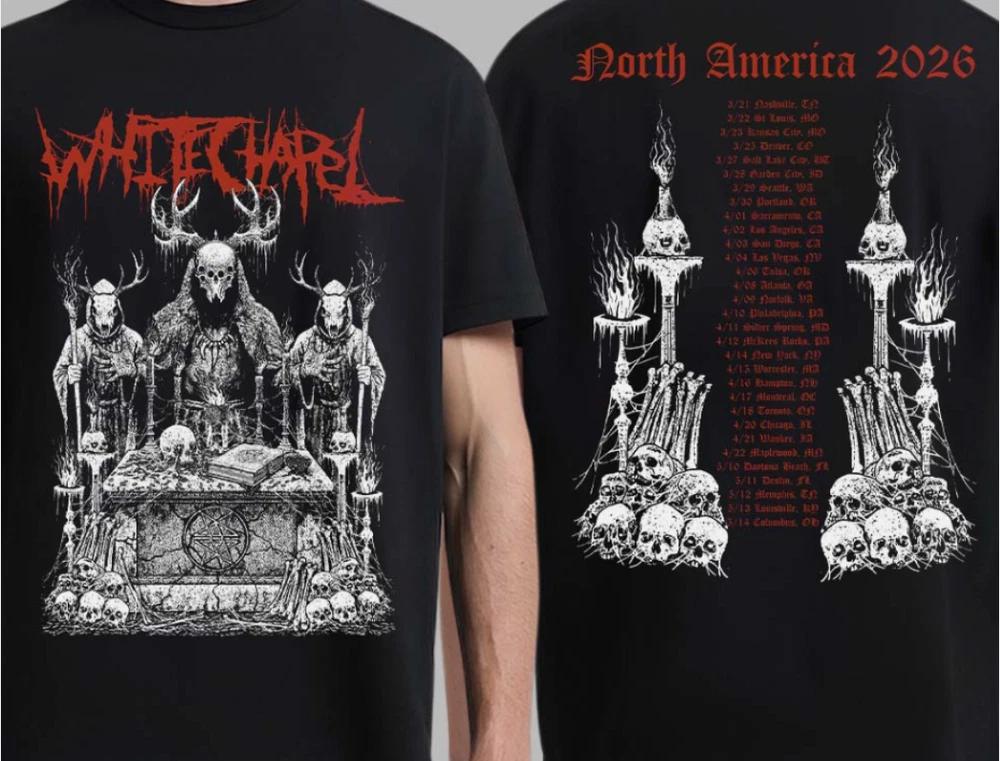 Whitechapel North America Tour 2026 black color 2 side Shirt reprint S