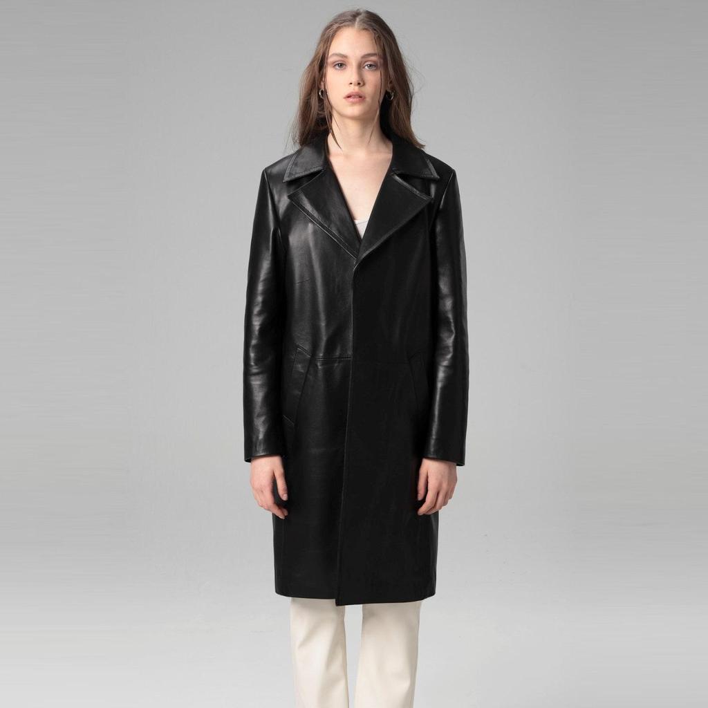 Dericlub Damen-Trenchcoat aus 100 % echtem Leder