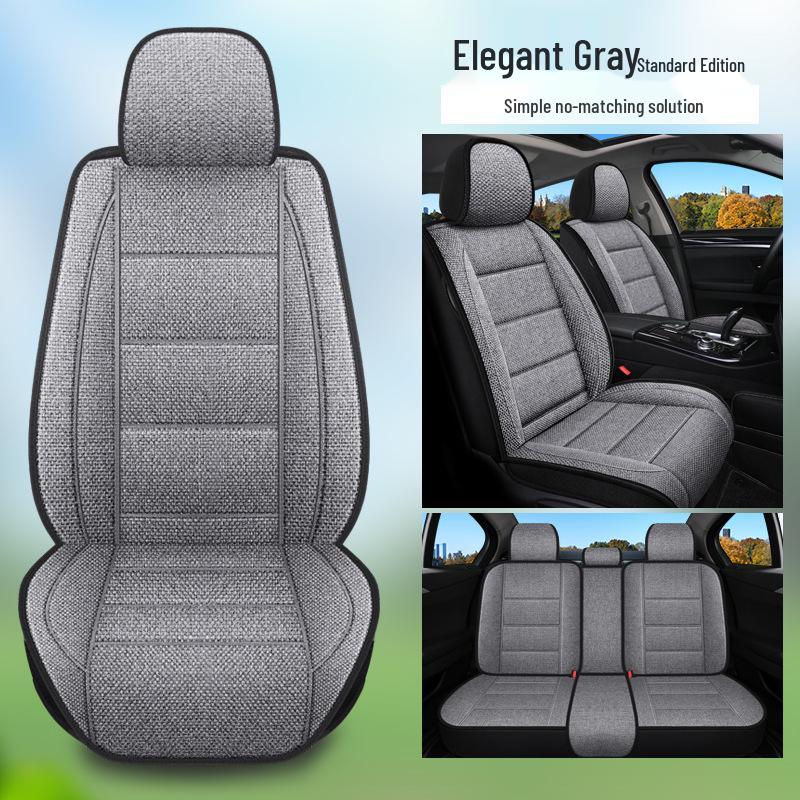 Five-Seater Full Coverage Coarse Linen Car Seat Cushion Cover