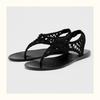 Niche summer new pinch foot handmade knitted flat bottom one pedal cool slippers open toe black mesh hollow sandals women