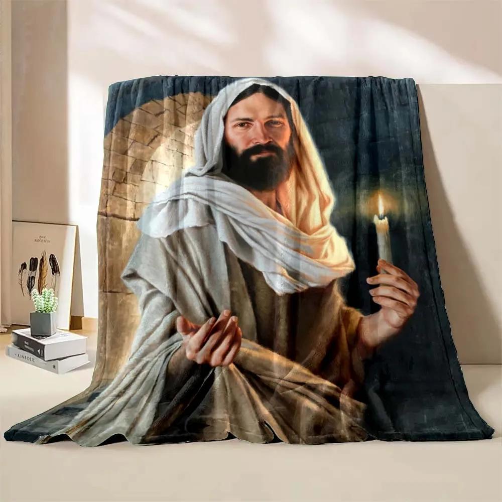 1PC God Jesus Believer Pray Printed Blanket Soft and Comfortable Home Travel Blanket Adult and Child Warm Blanket Catholic