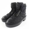 Pristine Short Boots COCO Mark Logo Matelassé Leather Black 36 G45125 Used