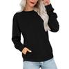 Women's Casual Fashion Solid Color Neck Long Sleeve Sweatshirt Lightweight Pullover With Side Pockets Warm Sweatshirt