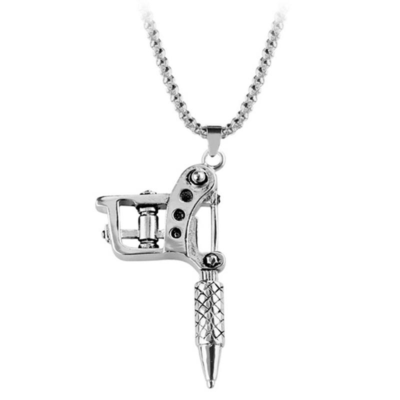 Women Men Mini Tattoo Machine Necklace Pendant Punk Style Chain Necklace Jewelry Women Men Mini Tattoo Machine Necklace Pendant Punk Style Chain Necklace Jewelry