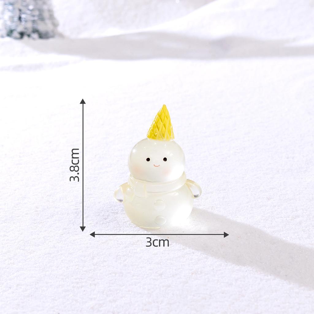 6pc Micro Landscape Cute Luminous Snowman DIY Snow Christmas Scenery Decoration Accessories Car Carrying Mini Ornaments