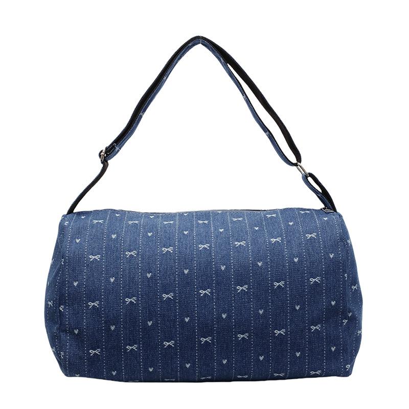 

Сумка джинсовая женская сумка-тоут большая вместимость сумка через плечо подмышкой темно-синий