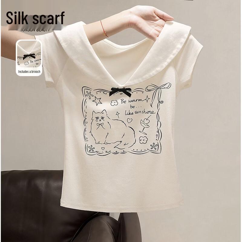 Women s Printed Lapel Short Sleeve T-Shirt S