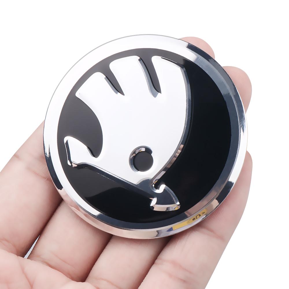 2025 New 4PCS 56mm Aluminium Alloy Auto Car R Wheel Hub Center Caps Emblem Sticker For Skoda Octavia A7 Rapid Fabia Superb VRS V
