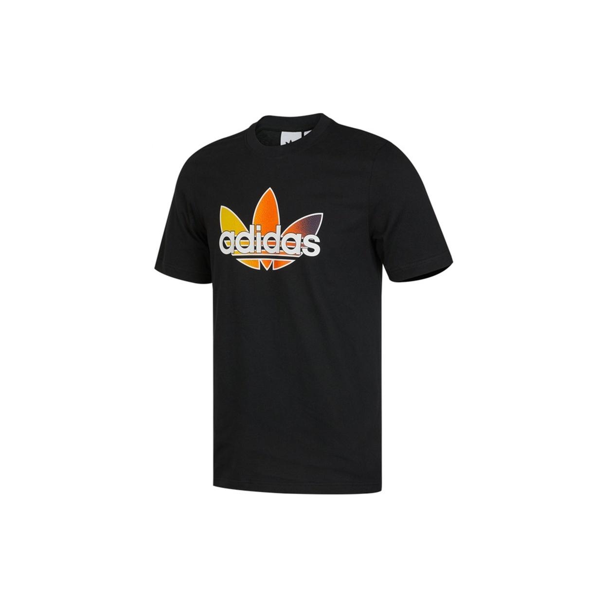 adidas originals Sprt Graphic Gradient Logo logo Sports Round Neck Short Sleeve Black Men s GN2441 S