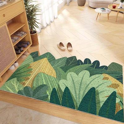Green Plant Door Mat - Dirt & Wear Resistant, Non-Slip Entrance Mat for Home & Living Room.