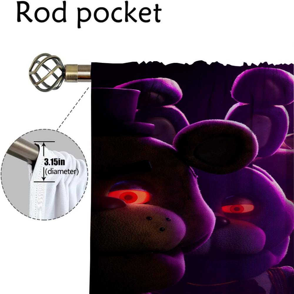 Five Nights At Freddy's Tulle for Bedroom Modern Living Room Curtains 2 Pieces Window Curtain Shades Halloween Decoration Camera