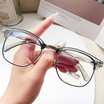 3016 Flat Glasses Glasses Frame Half Frame Large Frame Retro Rice Nails Myopia Fashion Anti-Blue Light