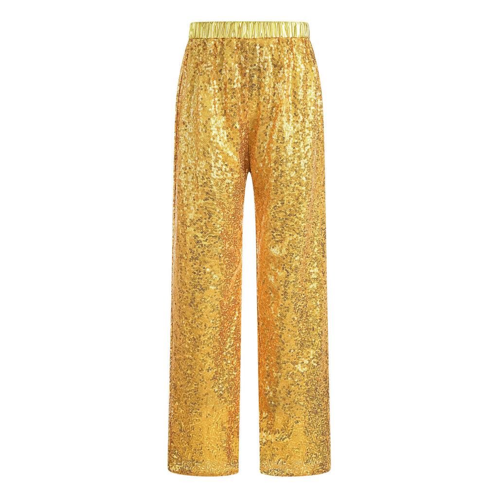 Kids Girls Glittery Dance Pants Elastic Waist Loose Fit Sequins for Party and School Shows