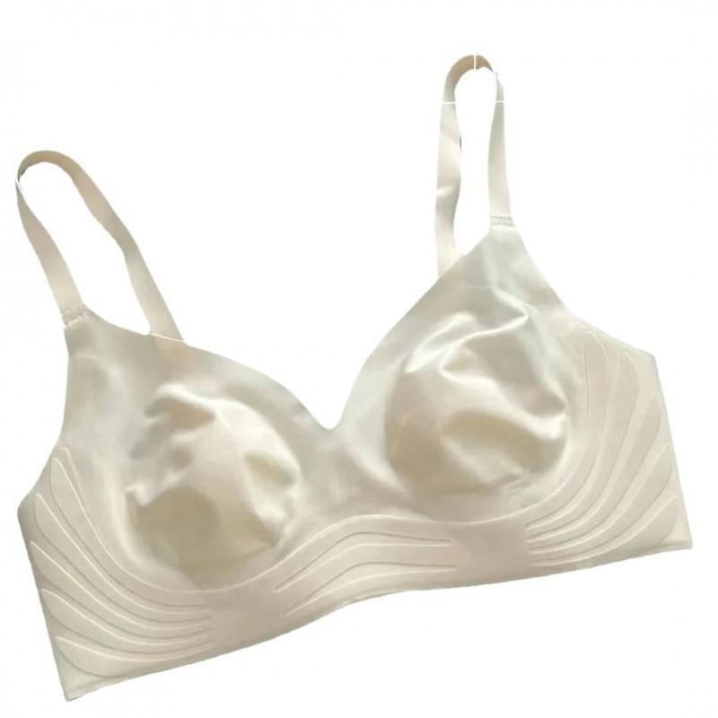 Rabbit Ears Milk Leather Traceless Underwear Women's Gathering Anti-sagging Large Breasts Small Thin No Steel Rim Bra