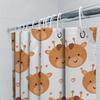 Cute Cartoon Giraffe Shower Curtain For Children'S Bathroom Decor White Background With Red Hearts Pattern Made In China (White)
