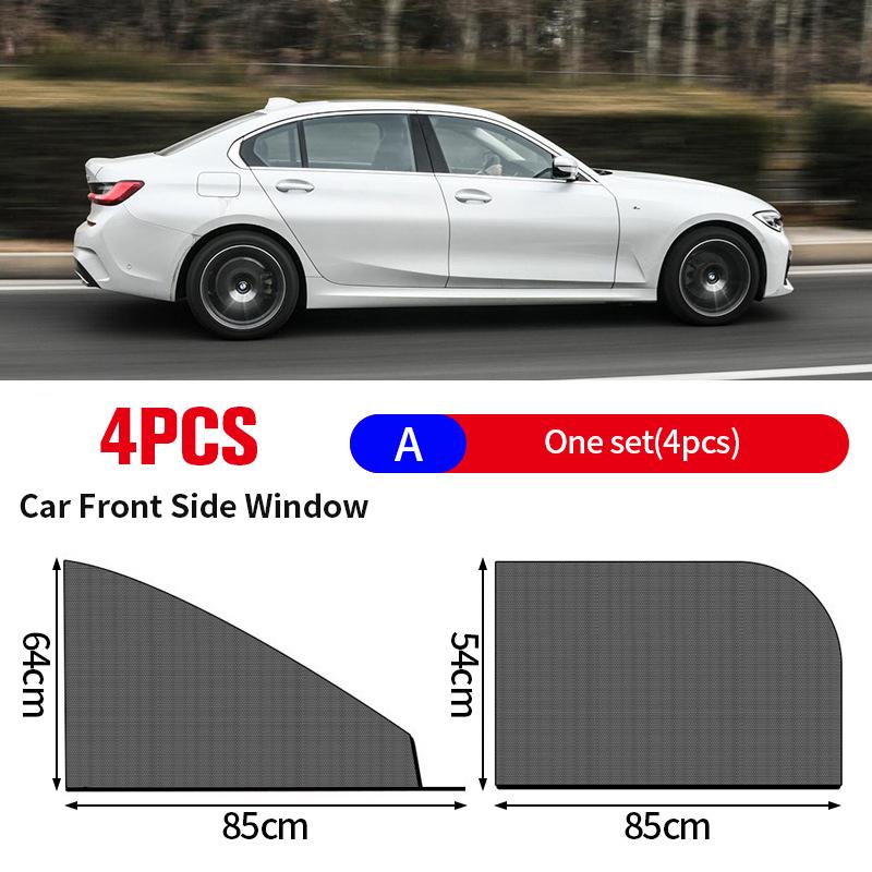 4-Piece Car Side Window Shade UV & Insect Resistant Universal Mosquito Net Breathable Mesh for Privacy Shades Screen Visor Cover