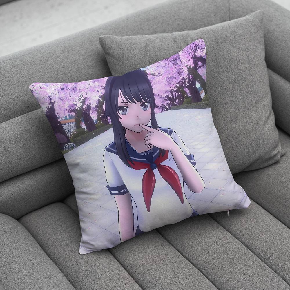 Yandere SSimulator Ayano Aishi Custom Pillow Case Sofa Living Room Bedroom Headboard Backrest Cushion Square Cushion Nap Time