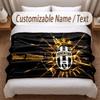 Juventus FC Printed Flannel Blanket Custom Name Text Soft Warm Throw For Bedroom Holiday Gift