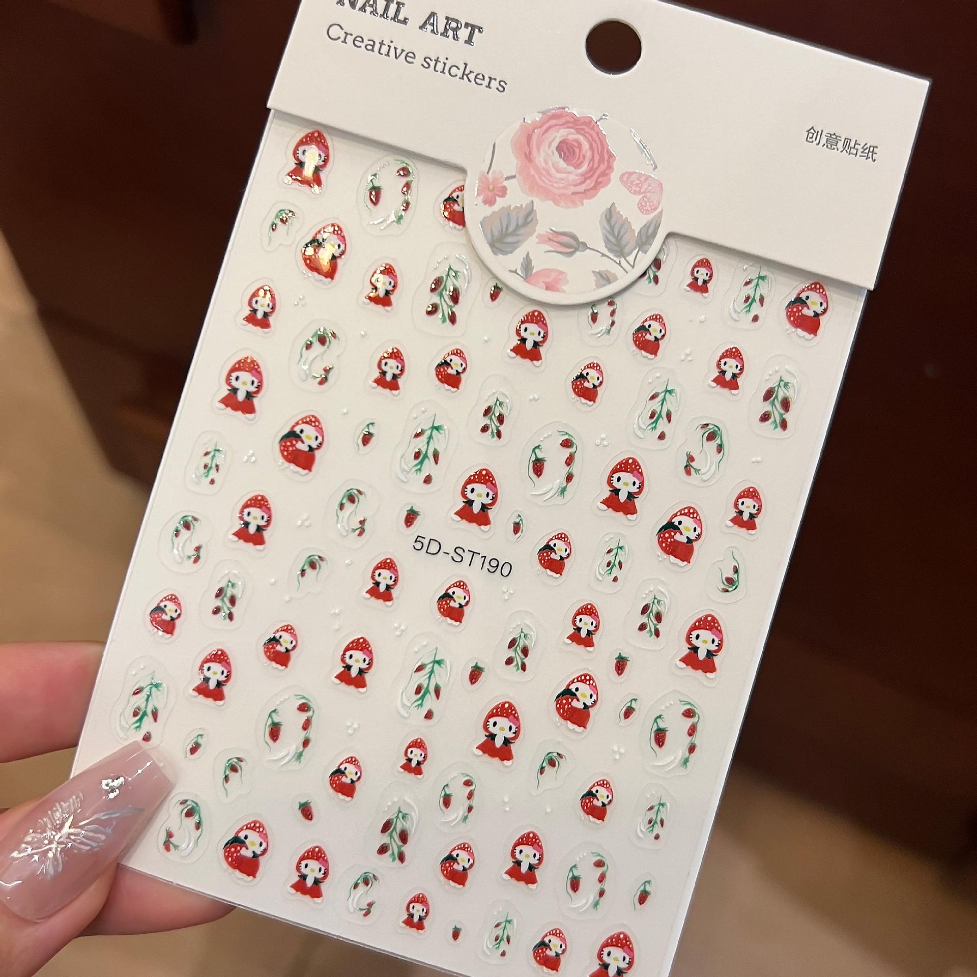 

Sweet Cartoon Strawberry Girl Japanese Nail Stickers – Xiaohongshu Style