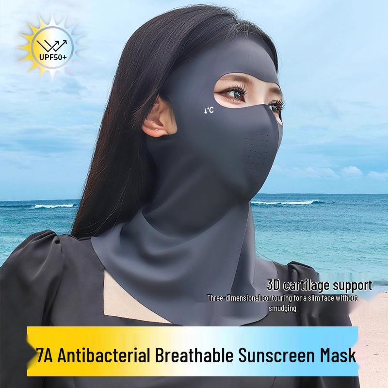 Sunshade Facekini: Full-Coverage UV Protection Mask for Women - Breathable Neck and Face Shield