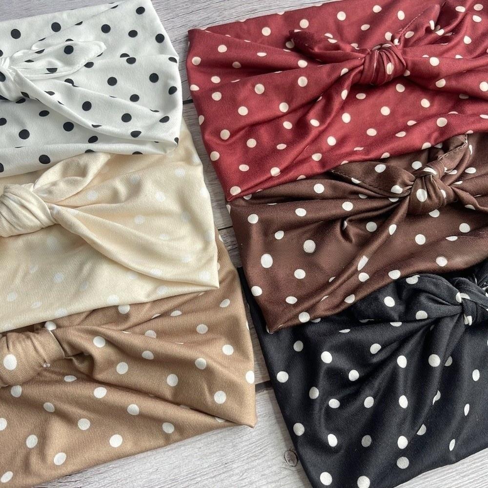 Hair Accessories Polka Dot Bow Headbands Large Polyester Women Wide Headwraps Elastic Retro Non Slip Hairband Yoga