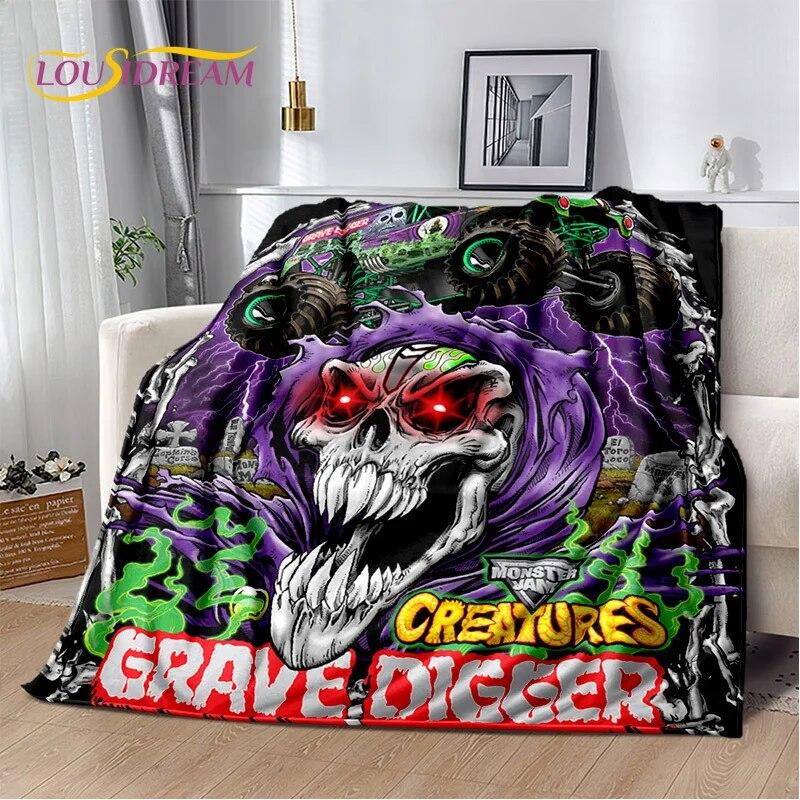 Cartoon Monster Jam 3D Monster Truck Blanket,Soft Throw Blanket for Home Bedroom Bed Sofa Picnic Travel Office Cover Blanket Kid