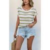 Spring and Summer Contrast Striped Casual Loose Knitted Sweater Tops for Women