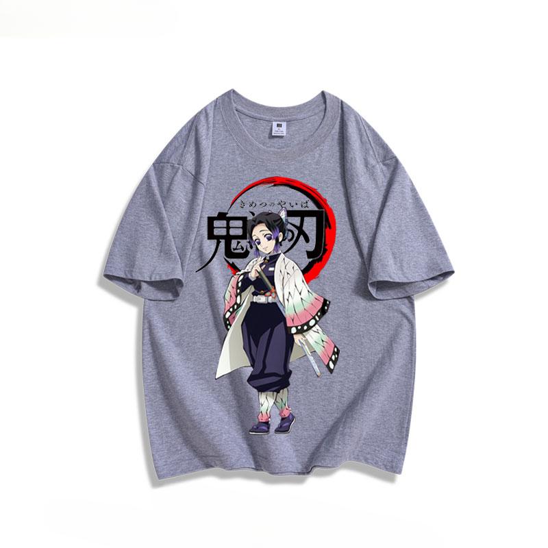 Popular anime demon slayer print 100% pure cotton short sleeved summer men's outdoor casual fashion comfortable streetwear