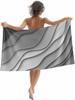 Beach Towel Blue Brown Modern Geometric Bath Pool Towels Ombre Blue Abstract Soft Absorbent Beach Towels Large Quick Dry