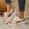 Plus Size Shoes for Women 36-43 Summer Fashion Wedges Platform Lace Up Comfortable Sandals Casual Non-slip Footwear