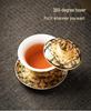Rotating Sancai Gaiwan: Enamel Color Mutton Fat Jade Porcelain Tea Bowl with Lid for Kung Fu Tea Brewing.