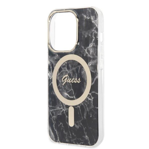 Etui do iPhone 14 Pro Max Guess Marble MagSafe Czarne