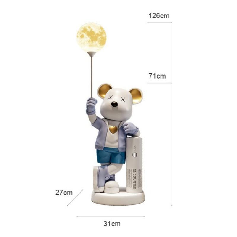 Little Bear Figurines Living Room Decoration Ornament Bedroom Large Figurines with Night Light Multifunctional Home Ornaments