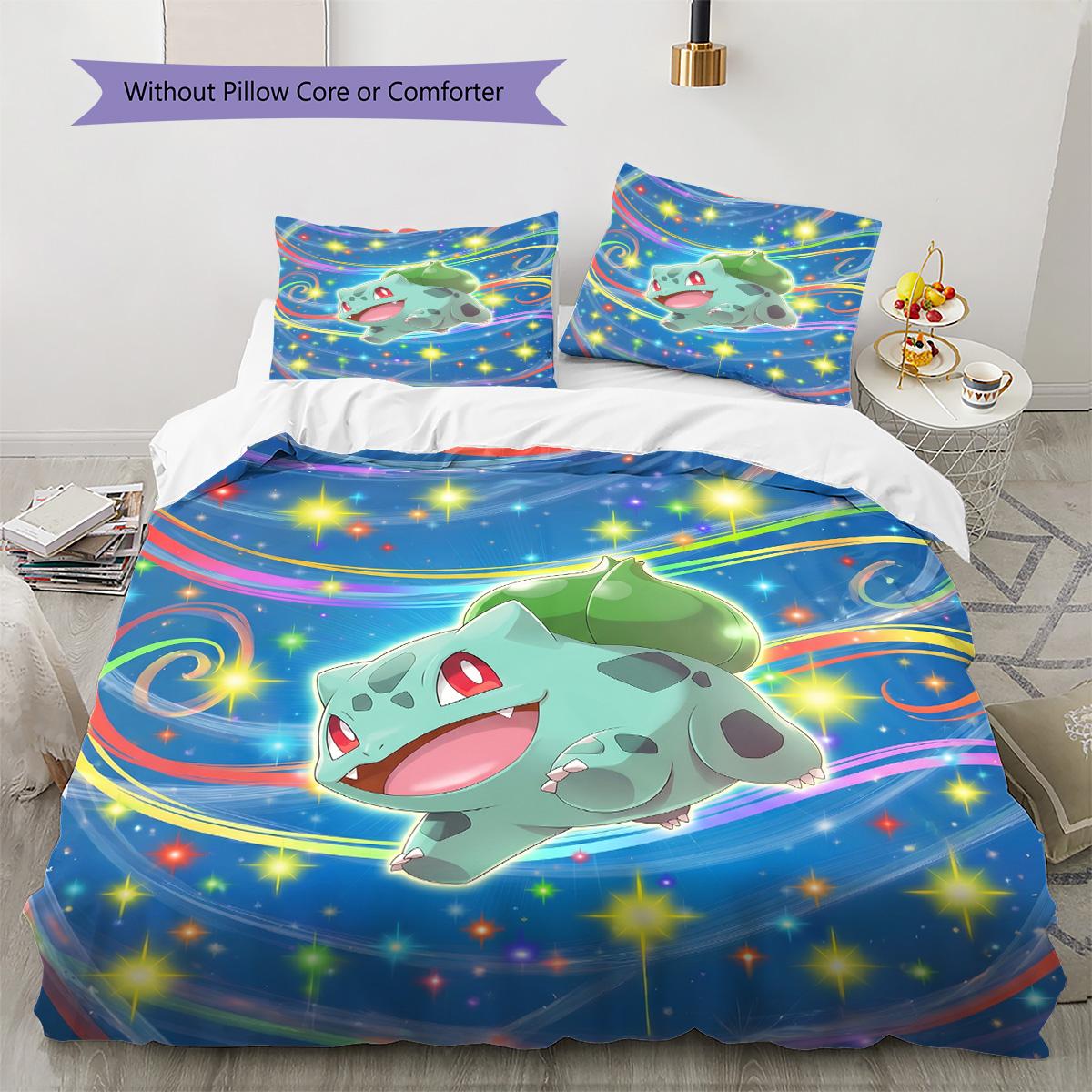 

Bulbasaur Pattern Bedding Quilt Set Quilt Cover Pillowcase Home Decoration Birthday Gift (1 * duvet cover + 2 * pillowcase, without core) 135x200cm