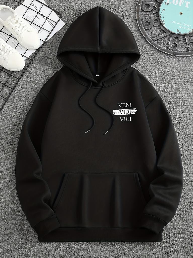 Street Victory Art Fashion Men Hip Hop Sports Hoodie, Broken Bust Sculpture And Classic Latin Phrase Back Design, Oversized Street Pullover