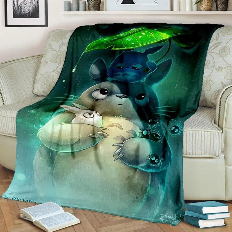 My Neighbor T-Totoro Anime Cartoon Blanket,Soft Throw Blanket for Home Bedroom Bed Sofa Picnic Travel Office Cover Blanket Kids