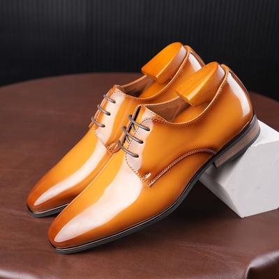 Herr Spegelfasad Oxfordskor Lyxiga Designskor Formella Skor Lackläder Spetsiga Skor Snörning Affärsskor Svart Loafers